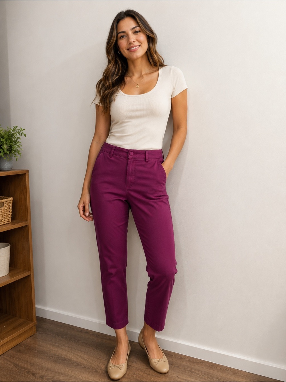 Old Navy Rich Plum Straight Ankle Pants